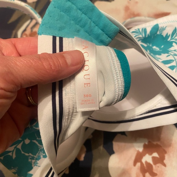 Cacique Cream Bra with Teal Floral Print - Picture 4 of 4